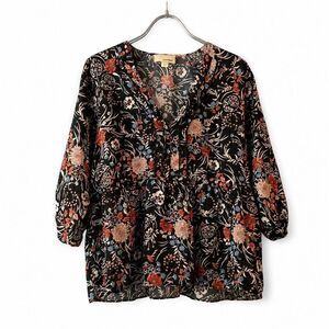 The Korner Silk Floral Boho Blouse Stitch Fix Romantic Peasant Top Small